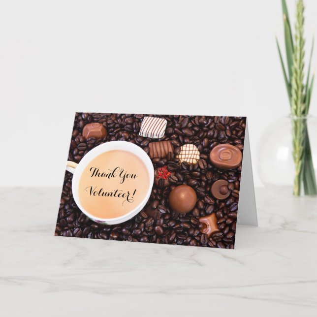 Thank You Volunteer Coffee And Chocolate Truffles Card (Front)