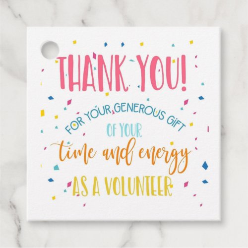 Thank you volunteer favor tags