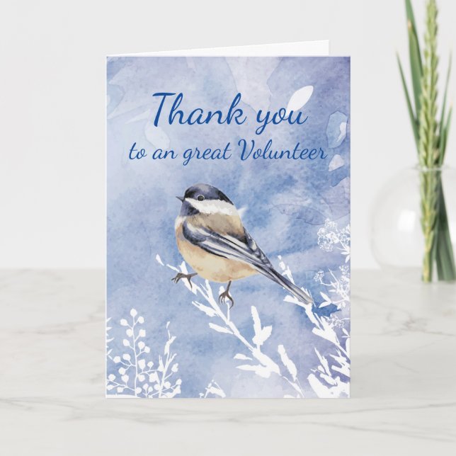 Thank You Volunteer Watercolor Chickadee Quote (Front)