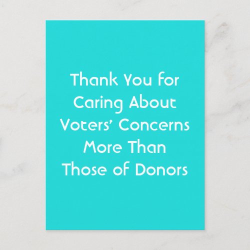 Thank You Voter Concerns Over Donations Postcard