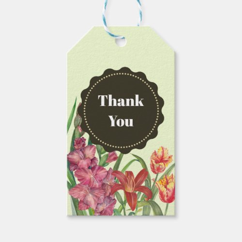 Thank You Warm Color Floral Spring Blooms  Gift Tags