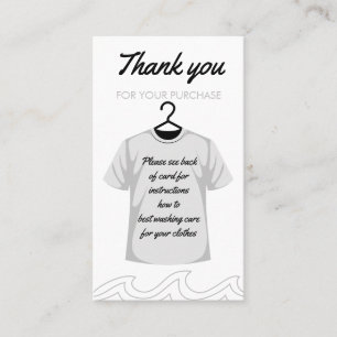 Thank you Washing Care Instructions Business Card
