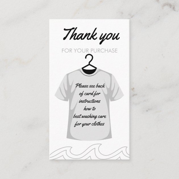 Thank you Washing Care Instructions Business Card
