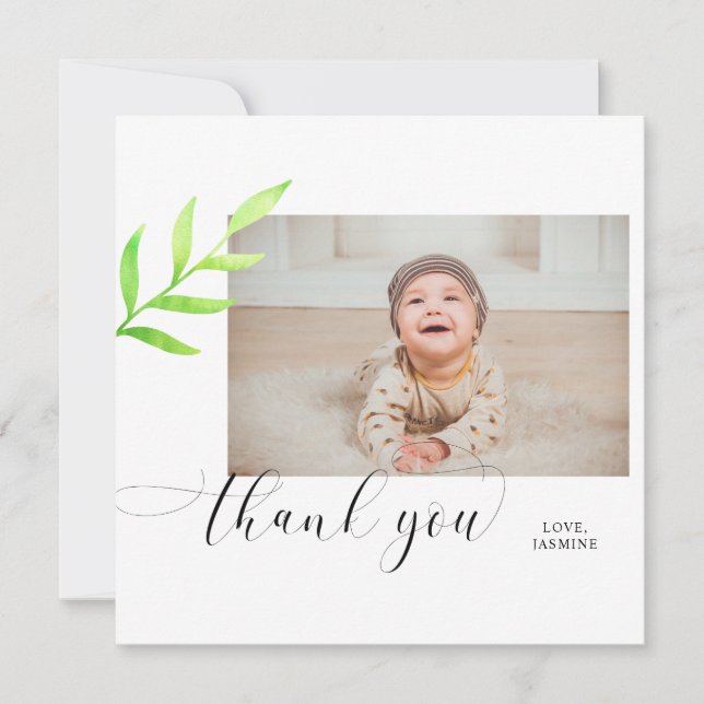 Thank you Watercolor Baby Elegant Swashes Simple (Front)