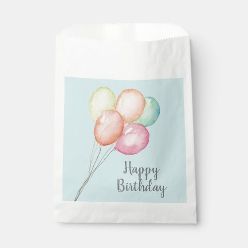 Thank You Watercolor Balloons Blue Favor Bag