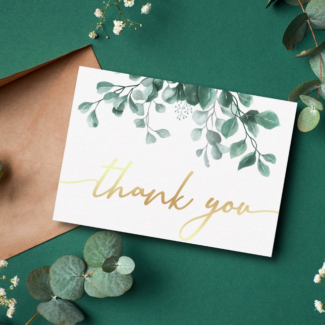 thank you Watercolor botanical Greenery wedding Note Card (Creator Uploaded)