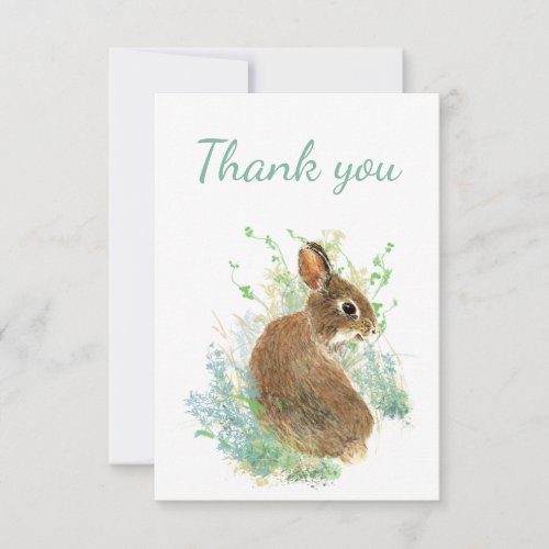 Thank You Watercolor Bunny Rabbit Blank Inside