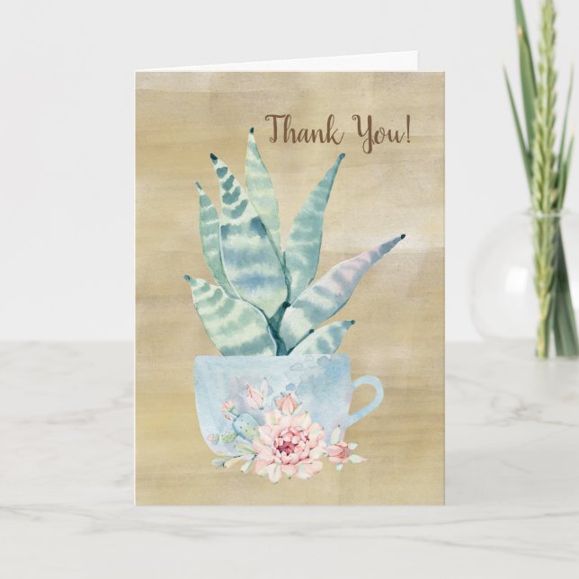 Thank You! Watercolor Cactus Card (Front)