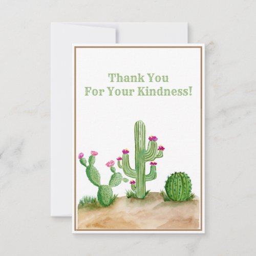 Thank You Watercolor Cactus In Desert