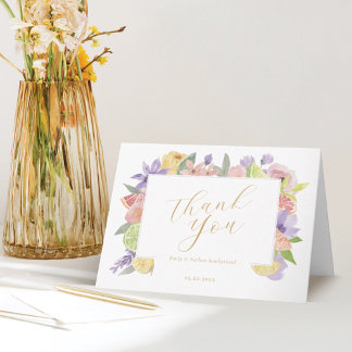 Thank You Watercolor Citrus Fruit & Floral Wedding