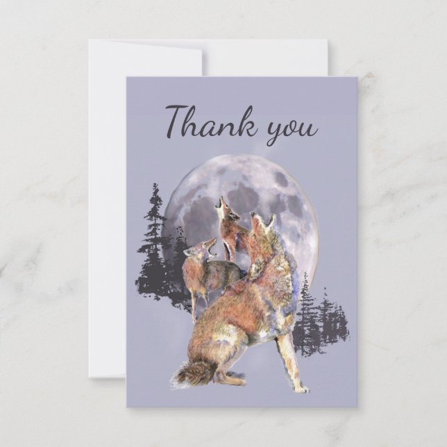 Thank You Watercolor Coyotes Wildlife Nature (Front)