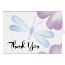 Thank You Watercolor Dragonfly Card - Customize
