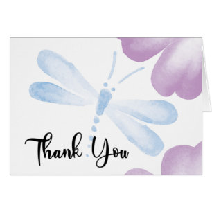 Thank You Watercolor Dragonfly Card - Customize