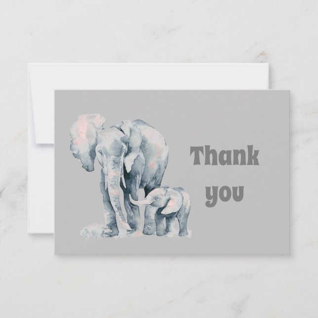 Thank You Watercolor Elephant Family (Front)
