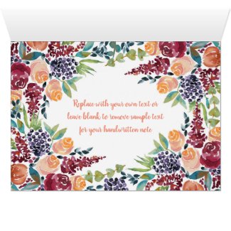 Thank You Watercolor Fall Bouquet Roses Bilberries Card