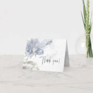 Thank You   Watercolor Floral Dusty Blue Rose Card