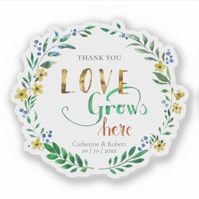 Thank you Watercolor Floral Wreath Sticker (Front)