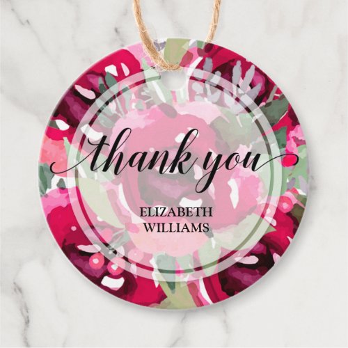 Thank You Watercolor Flowers Favor Tags