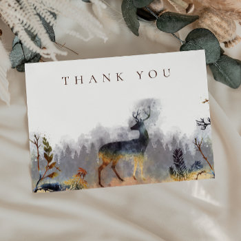 Thank You Watercolor Forest Woodland Deer Card by MaggieMart at Zazzle