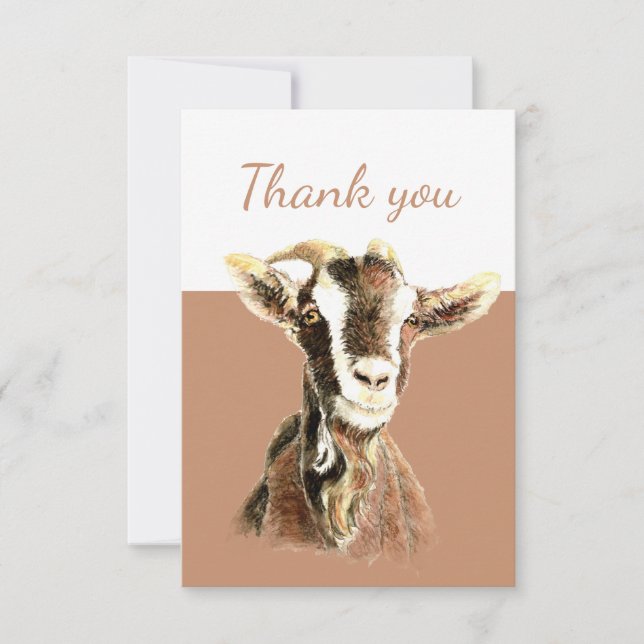 Thank You Watercolor Goat Farm Animal Art (Front)
