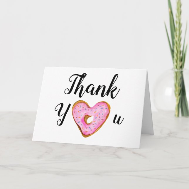 Thank You Watercolor Heart Donut Card (Front)