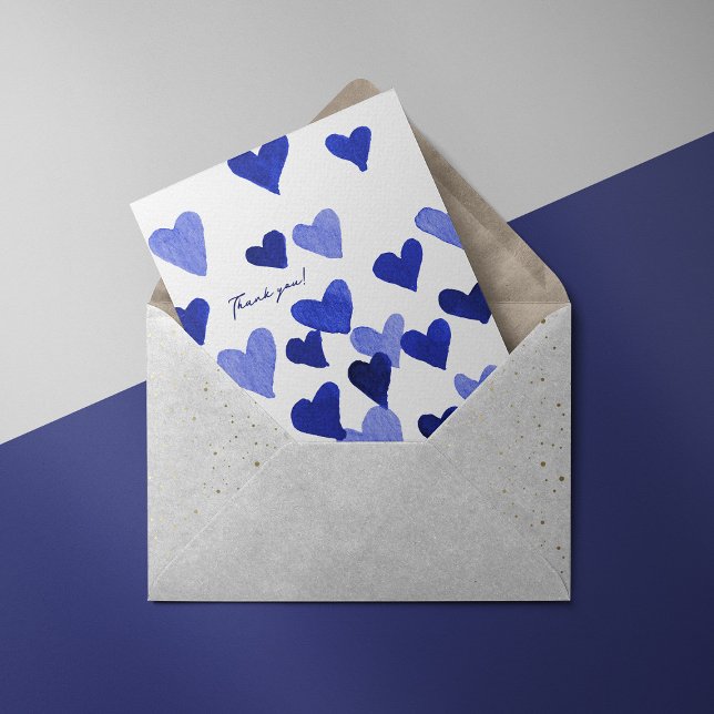 Thank you Watercolor Hearts – blue Card (Creator Uploaded)