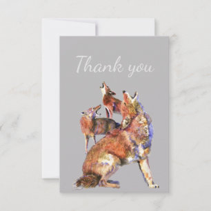 Thank You Watercolor Howling Coyotes  Nature Art Card
