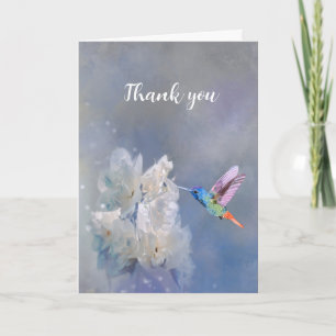 Thank You Watercolor Hummingbird White Flower art