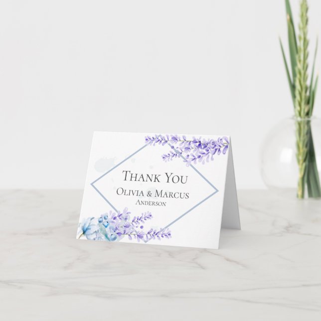 Thank You | Watercolor Lavender -Dusty Blue Floral (Front)
