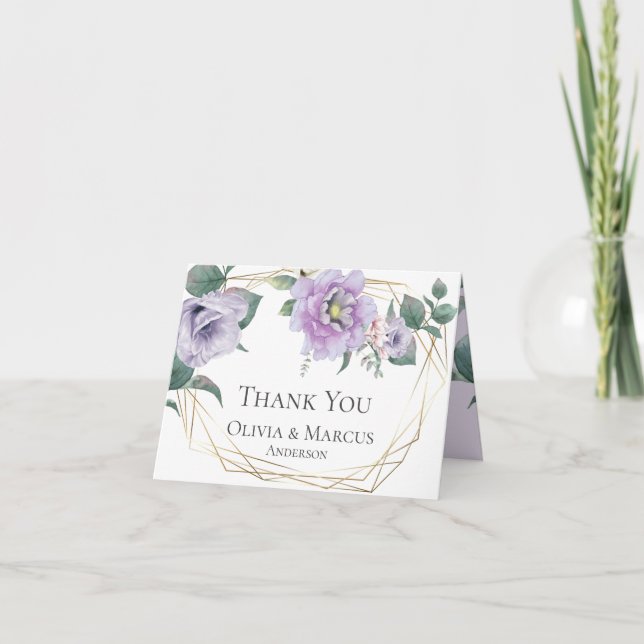 Thank You | Watercolor Lavender Peonies Card (Front)