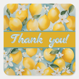 Thank you Watercolor lemon/fruit Square Sticker