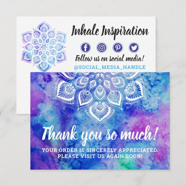 Thank You Watercolor Mandala Metaphysical Card (Front/Back)