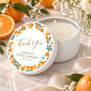 Thank You Watercolor Oranges Citrus Bridal Shower Mini Candle Favors