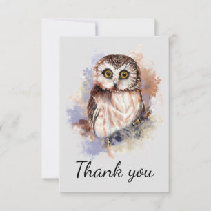 Thank You Watercolor Owl Bird