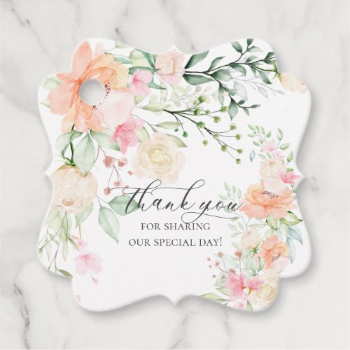 THANK YOU  Watercolor Pastel Flowers Favor Tags