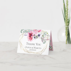 Thank You Watercolor Pink Poppies Floral Bouquet