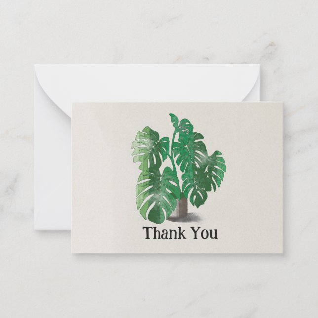 Thank You Watercolor Plant Note Card (Front)