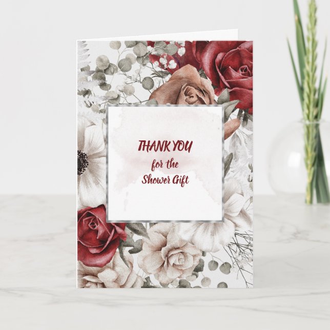 Thank You Watercolor Red and Tan  Roses (Front)