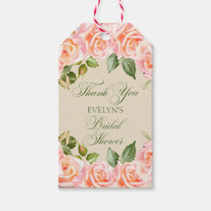 Thank You Watercolor Roses Bridal Shower  Gift Tags