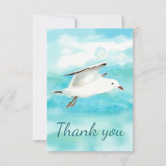 Thank You Watercolor Seagull Gulls Bird Animal (Front)