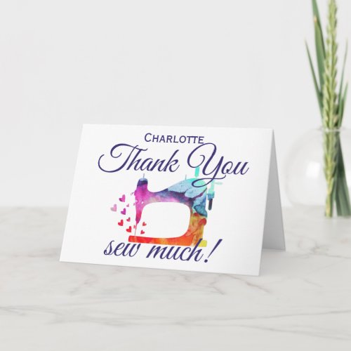 Thank You Watercolor Sewing Machine Greeting Card