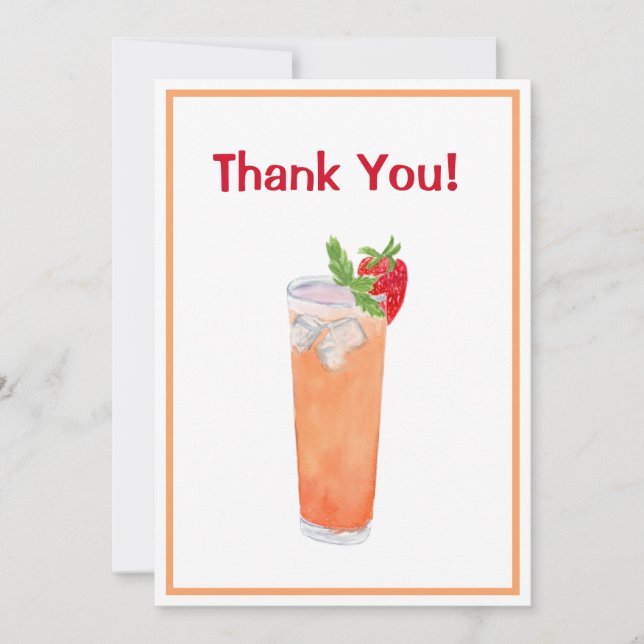 Thank You Watercolor Summer Peach Drink (Front)