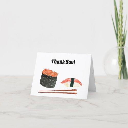 Thank You Watercolor Sushi Food Thank You Card