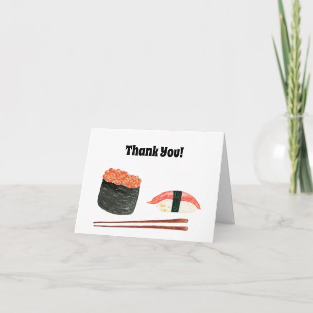 Thank You! Watercolor Sushi Food You Card (Front)