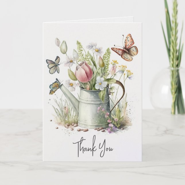 Thank You Watering Can Bouquet Card (Front)