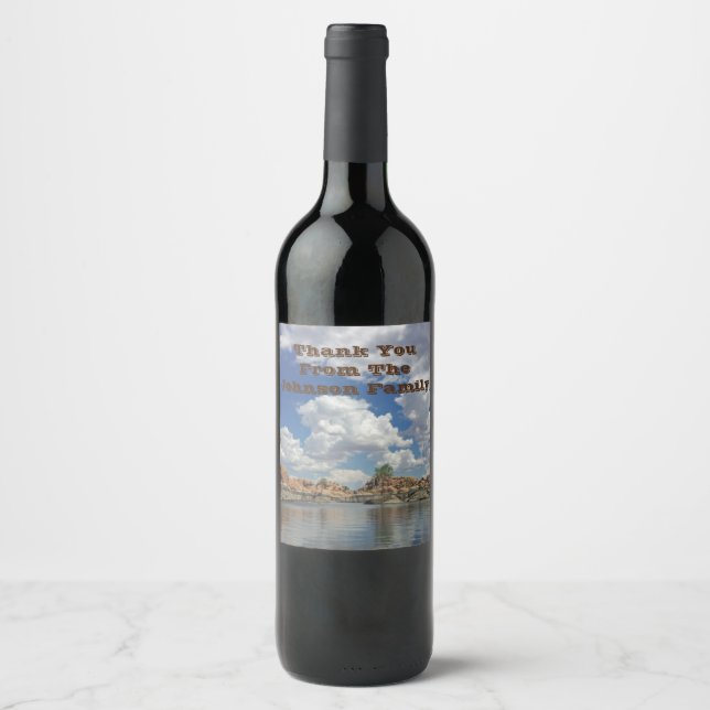 Thank You Watson Lake Reflection Prescott Arizona Wine Label (Front)