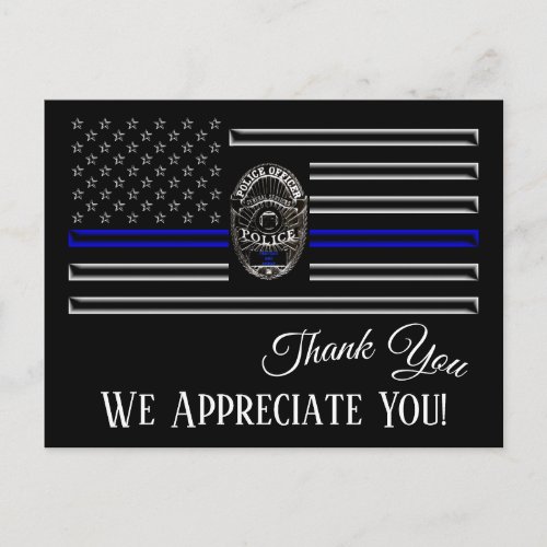 THANK YOU WE APPRECIATE YOU SUPPORT POLICE POSTCARD