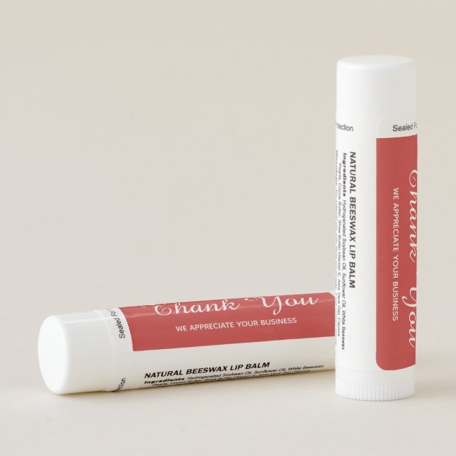 Thank You We Appreciate Your Business Name Red Lip Balm (Back)