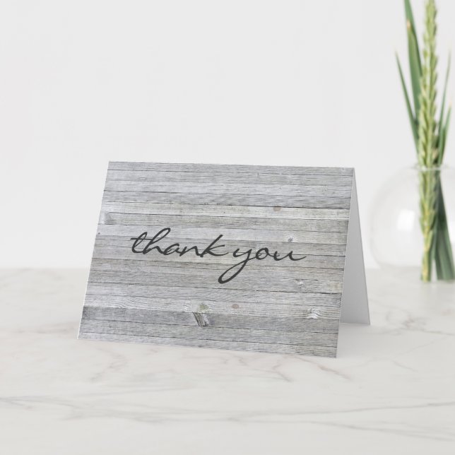 thank you-weathered gray wood you card (Front)