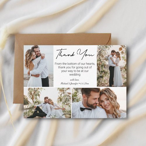 thank you wedding 4 photos collage simple minimal note card